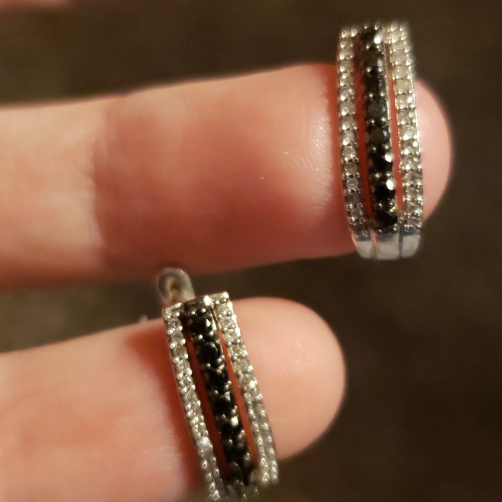 Black & white diamond earrings